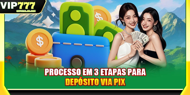 Processo em 3 etapas para depósito via Pix